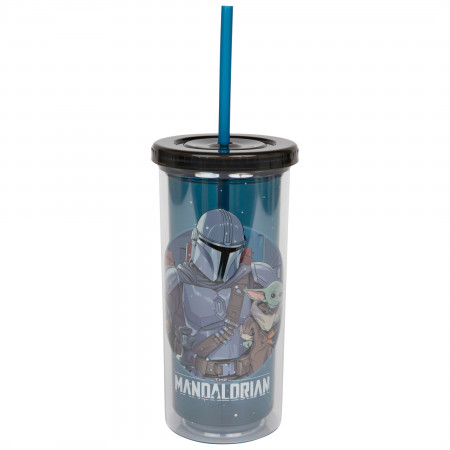 Star Wars The Mandalorian Holding Child Grogu 20oz Cup w/Lid And Straw